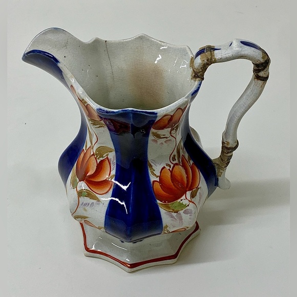 19th Century Antique Gaudy Welsh Glamorgan Pattern Footed Octagonal Luster Jug - Picture 9 of 13